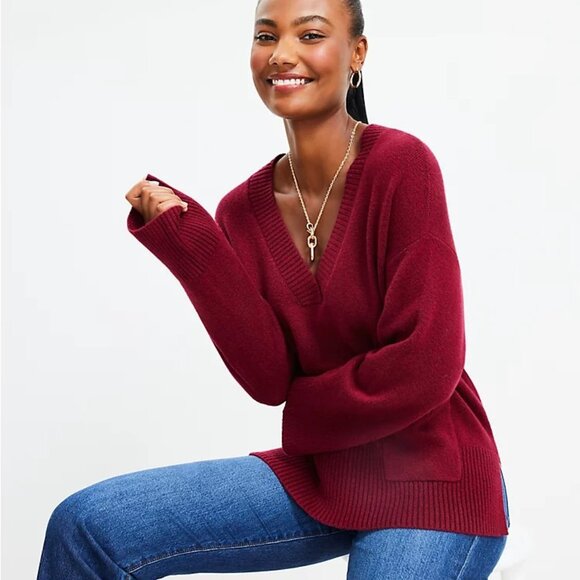 Loft V-neck Pocket Poncho Sweater Size S NWT - Picture 1 of 13